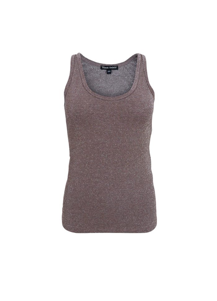 Faye Lurex Strap Top - Taupe