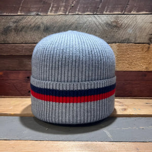 Grey Men's Double Stripe Beanie