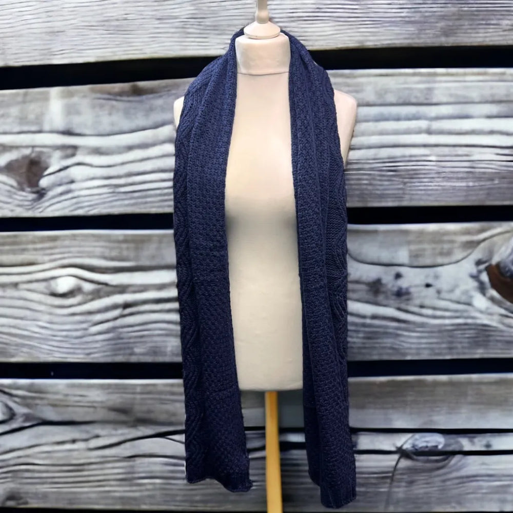 Navy Cable Knit Scarf