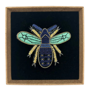 Royal Blue Insect Embroidered Pin Brooch