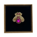 Insect Embroidered Pin Brooch - Pink