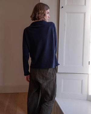 Aria Roll Neck Wool Jumper - Navy