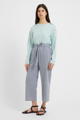 Salerno Gingham Check Trousers - Navy and White