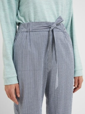 Salerno Gingham Check Trousers - Navy and White