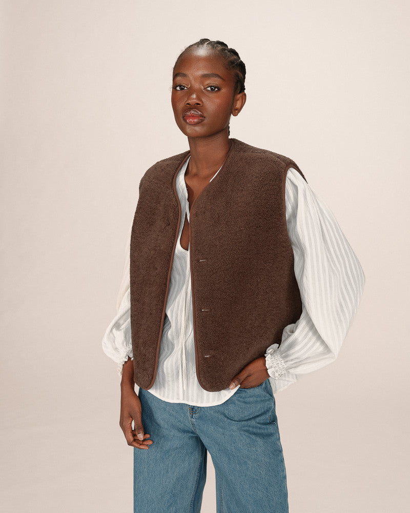 Seth Reversible Quilted Gilet Jacket - Chocolat