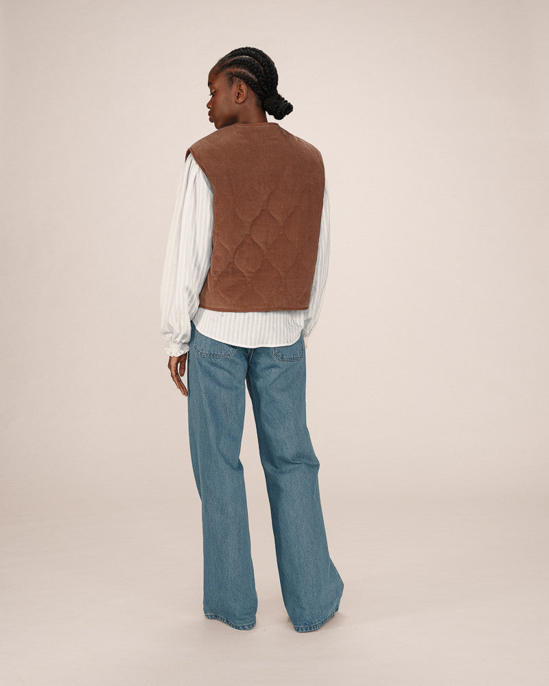 Seth Reversible Quilted Gilet Jacket - Chocolat