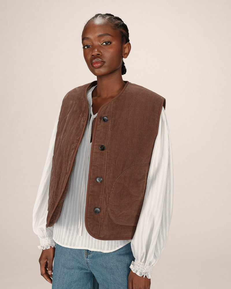 Seth Reversible Quilted Gilet Jacket - Chocolat