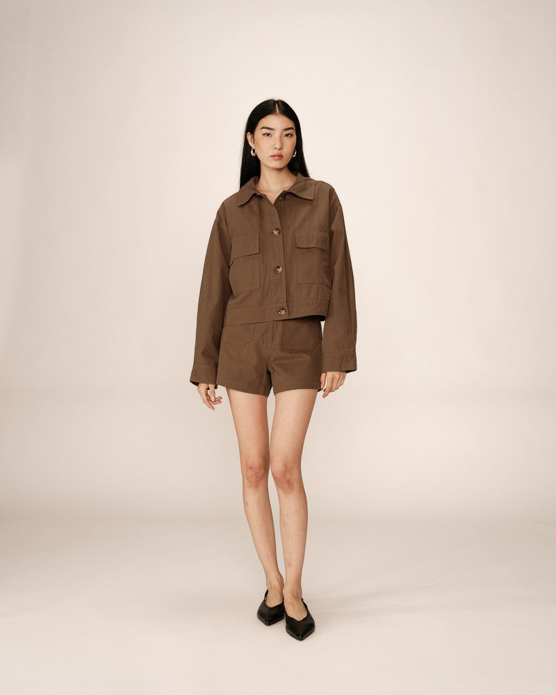 Polette Straight Cut Jacket - Khaki