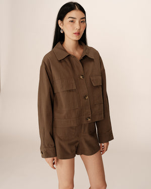 Polette Straight Cut Jacket - Khaki