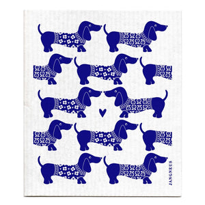 Blue Dachshund Dishcloth