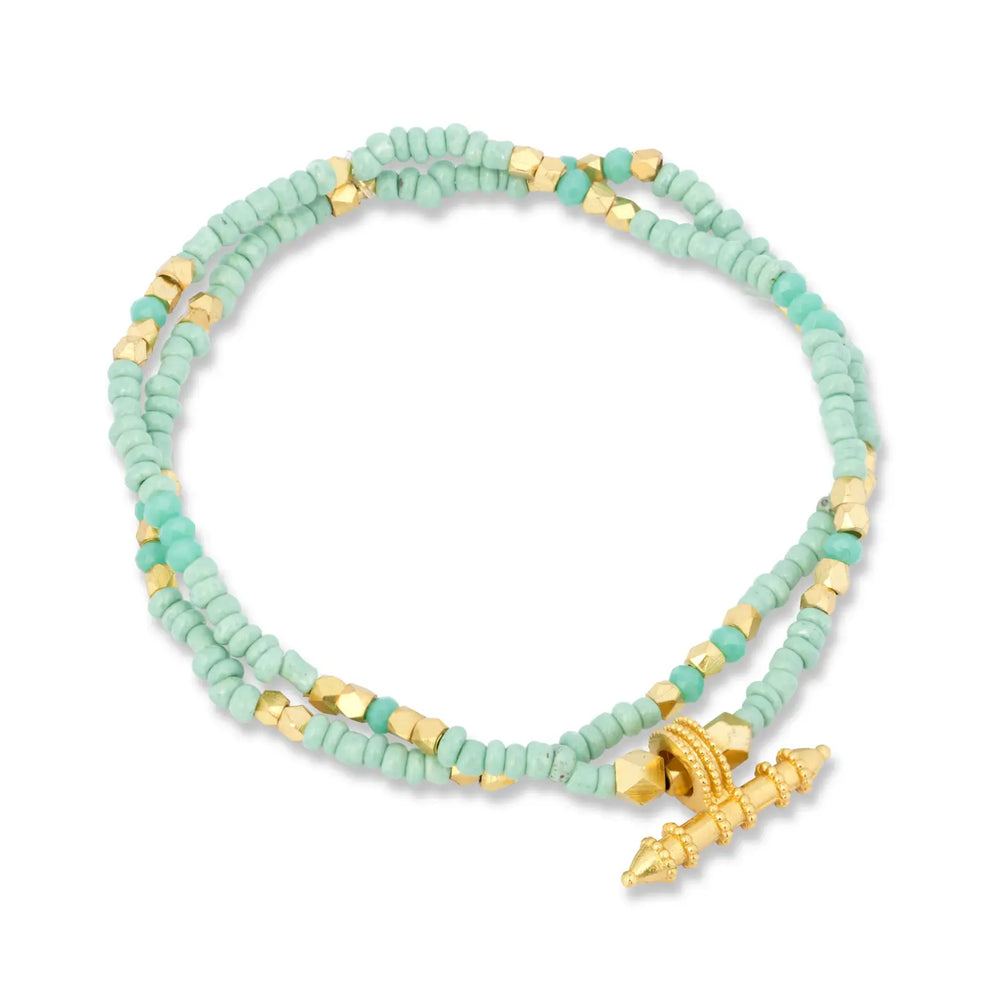 Jaya Beaded Aqua Bracelets Set of 2