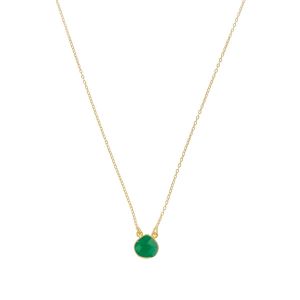 Cosmos Gold Necklace Dark Green Jade