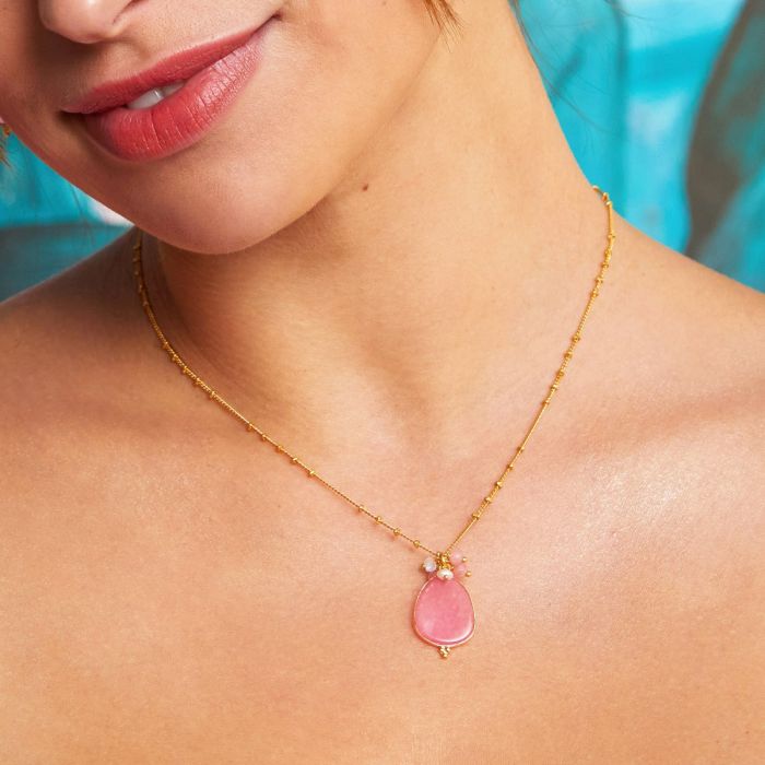 Willow Gold Necklace - Pink Jade