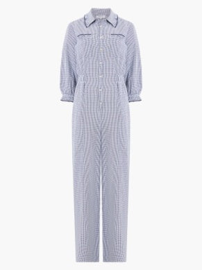 Salerno Gingham Jumpsuit - Navy and White