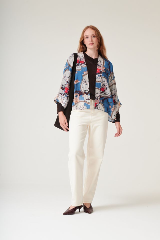 Magnolia Plates Kimono in Blue