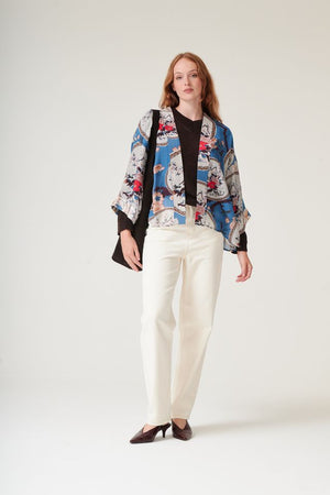 Magnolia Plates Kimono in Blue