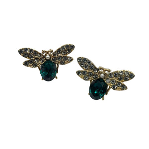 Large Emerald Bee Earrings.