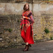 Kizzy - Boho Blanket Wrap - Red / Multi Colour