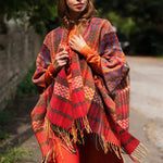 Kizzy - Boho Blanket Wrap - Red / Multi Colour