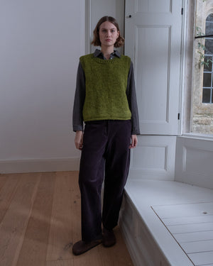 Heather Knitted Wool Vest - Chartreuse