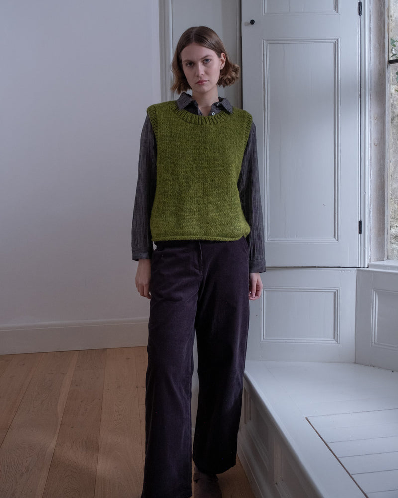 Heather Knitted Wool Vest - Chartreuse