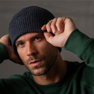 Wool Beanie Hat - Dark Grey