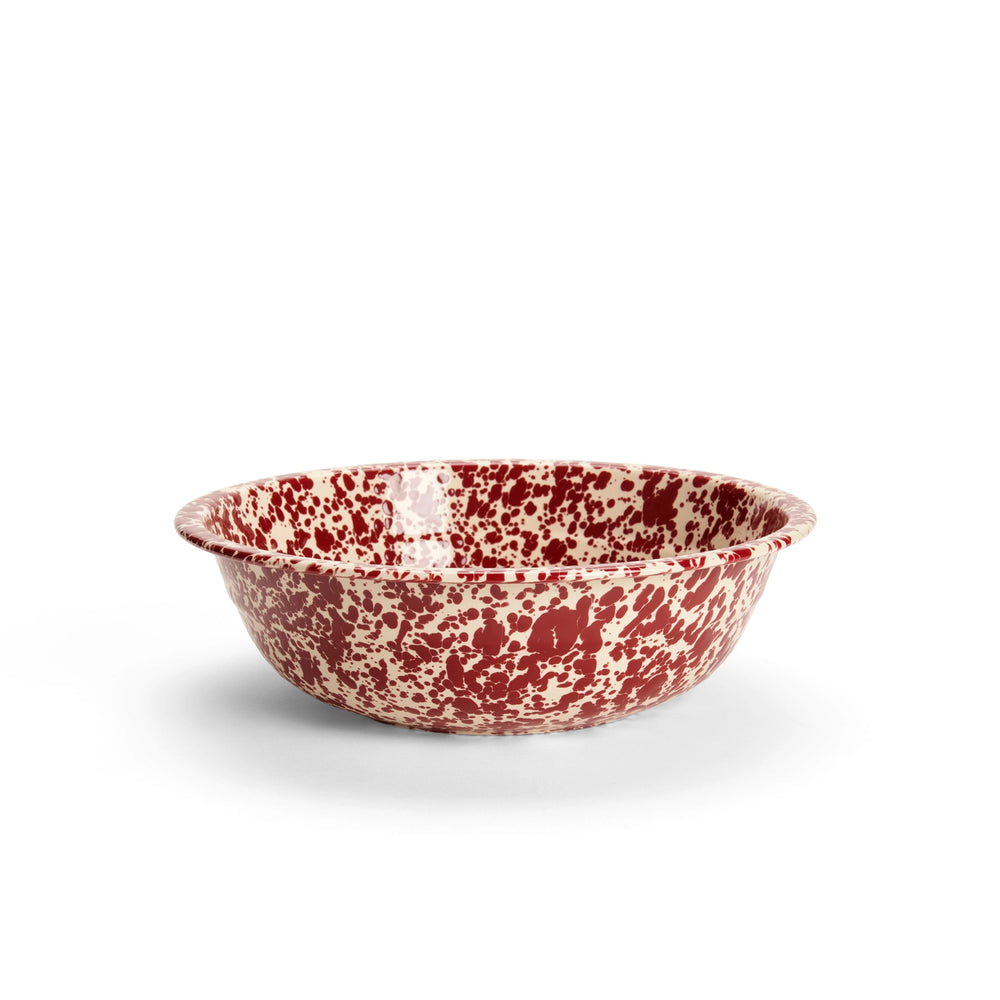 Enamel Splatter Basin/ Bowl 12.25"- Burgundy and Cream