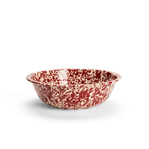 Enamel Splatter Basin/ Bowl 12.25"- Burgundy and Cream