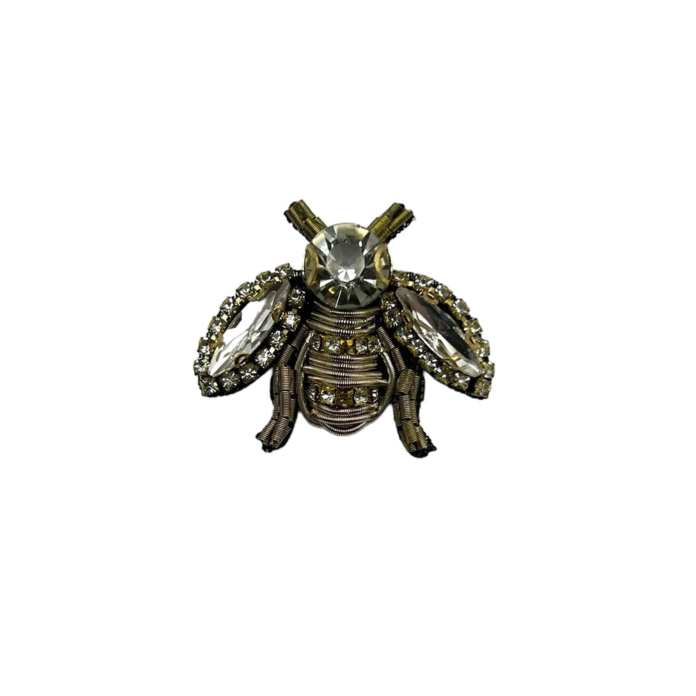 Beaded Bee Brooch - Gold (Small)