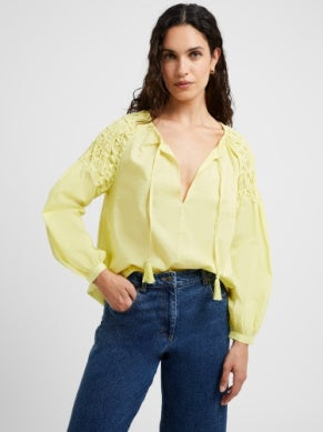 Pintuck Organic Cotton Blouse - Lemon