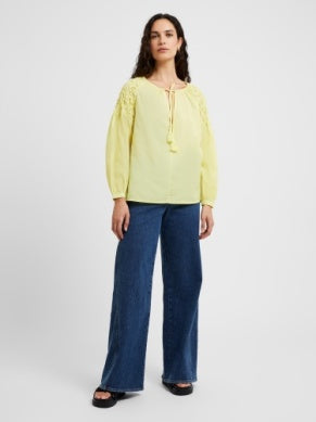 Pintuck Organic Cotton Blouse - Lemon