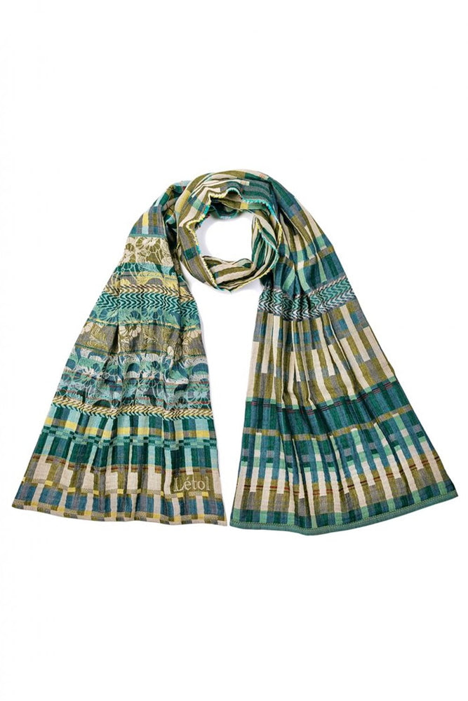 Letol Hand-Loomed Organic Cotton Scarf - Audrey Green