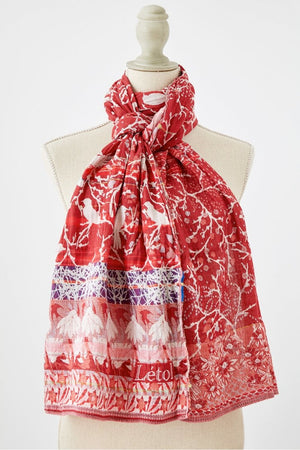 Letol Hand-Loomed Organic Cotton Scarf - Eliette Rouge Chantilly