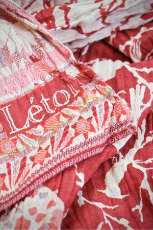 Letol Hand-Loomed Organic Cotton Scarf - Eliette Rouge Chantilly