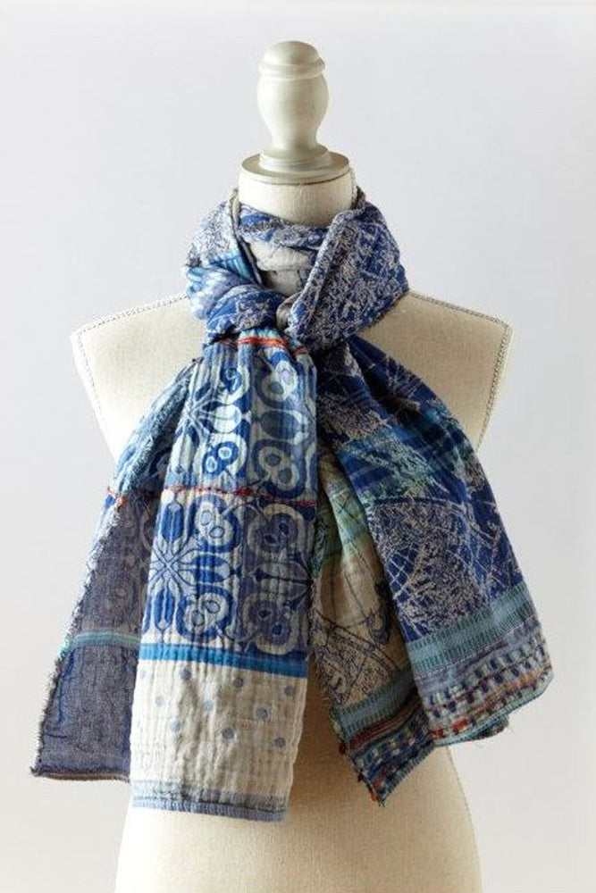 Letol Hand-Loomed Organic Cotton Scarf - Esperanza Bleu Ecume