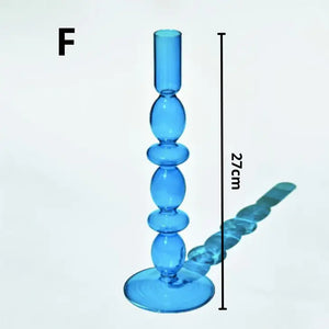 Glass Candlestick - Light Blue