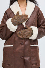 Liina Carob Brown Melange Knit Mittens - Brown