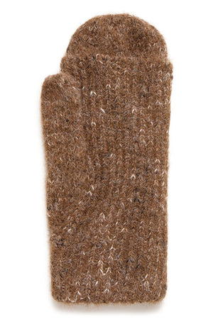 Liina Carob Brown Melange Knit Mittens - Brown