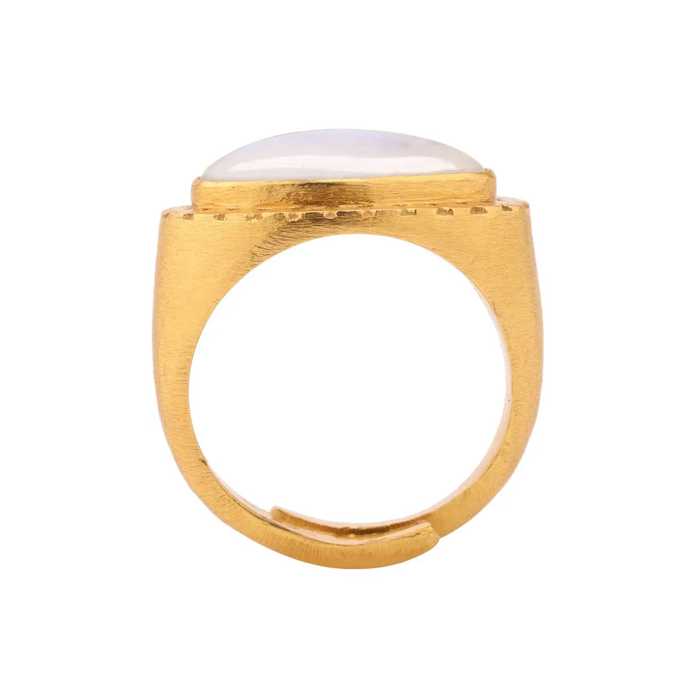LUCRECIA Moonstone Ring - Cast Bronze Gold Plated