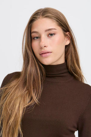 MAFA Knitted Roll Neck Pullover - Coffee Bean