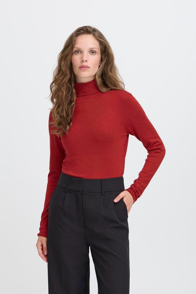 MAFA Knitted Roll Neck Pullover - Red Dahlia