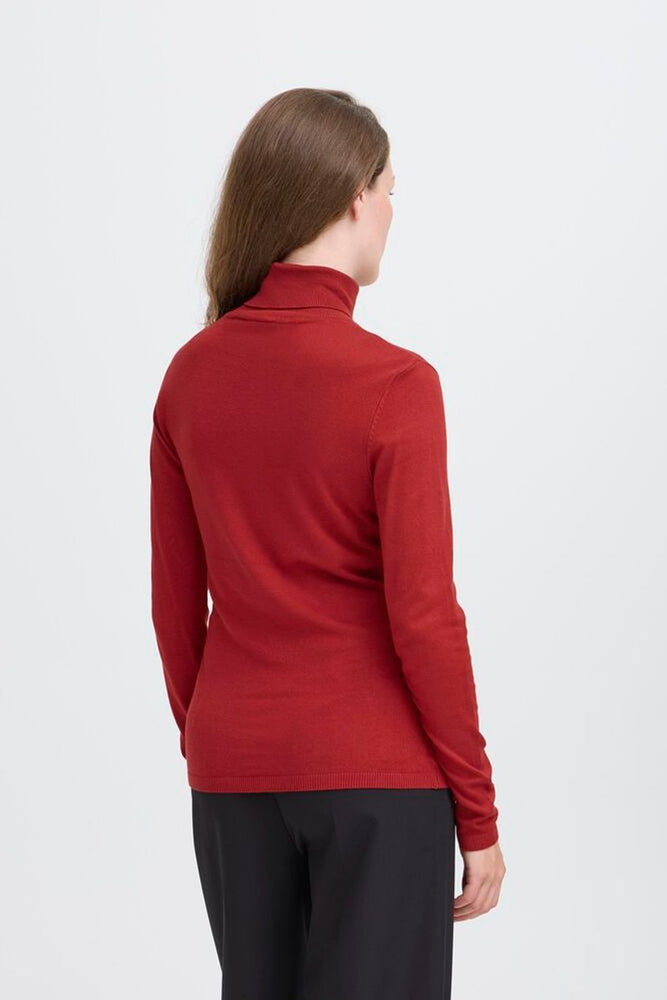 MAFA Knitted Roll Neck Pullover - Red Dahlia