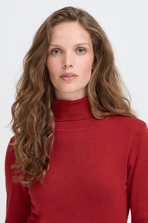 MAFA Knitted Roll Neck Pullover - Red Dahlia