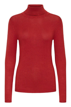 MAFA Knitted Roll Neck Pullover - Red Dahlia