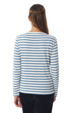 Marinella BiColour Long Sleeve Striped T Shirt -  Ecru/Provencal
