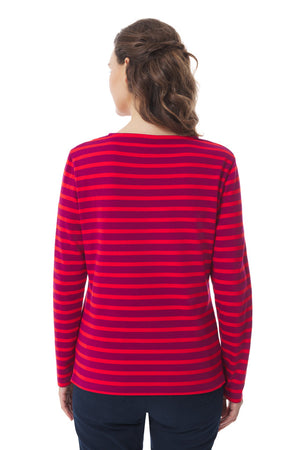 Marinella BiColour Long Sleeve Striped T Shirt -  Grenat/Piment