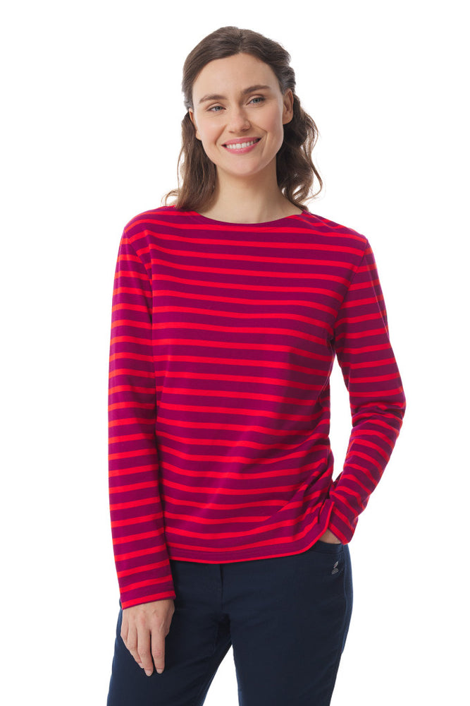 Marinella BiColour Long Sleeve Striped T Shirt -  Grenat/Piment
