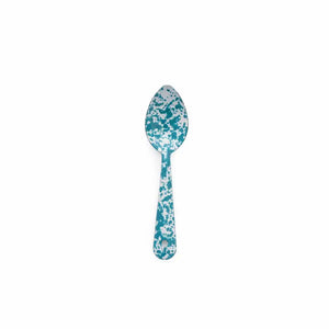 Enamel Splatter Medium Spoon - Turquoise and White