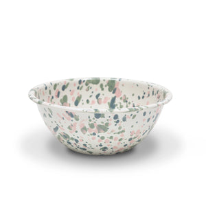 Enamel Splatter Enamelware Serving Bowl - Mint Hibiscus