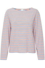 Mira Boatneck Long Sleeve T Shirt - Blue and Red Stripe